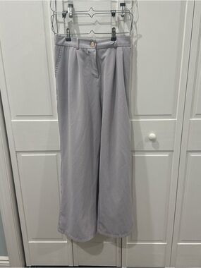 Light Gray Wide-Leg Trousers